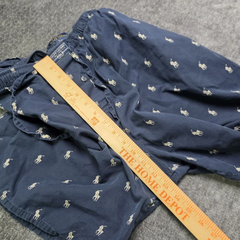 Polo Ralph Lauren Pajama Shorts Mens XL Navy Blue AOP Allover Pony Pockets 35x8